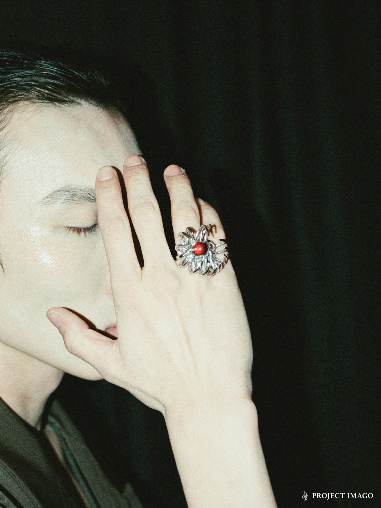 Anemone Ring in Ruby