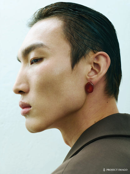 Red Blood Cell Earrings in Red Agate