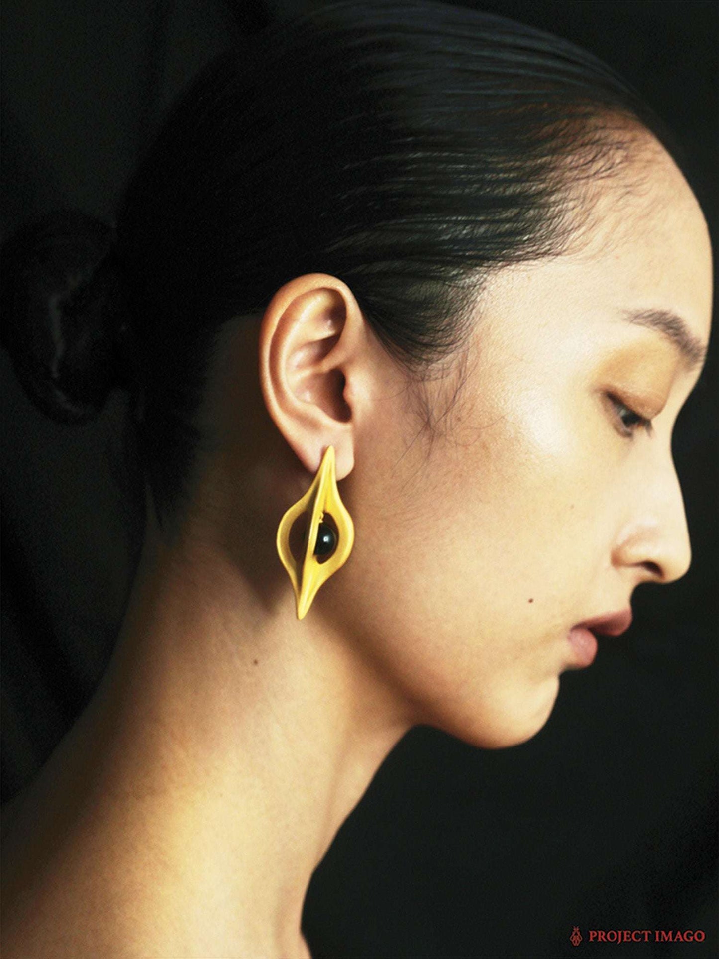 Oblivion Earrings in Onyx Gold