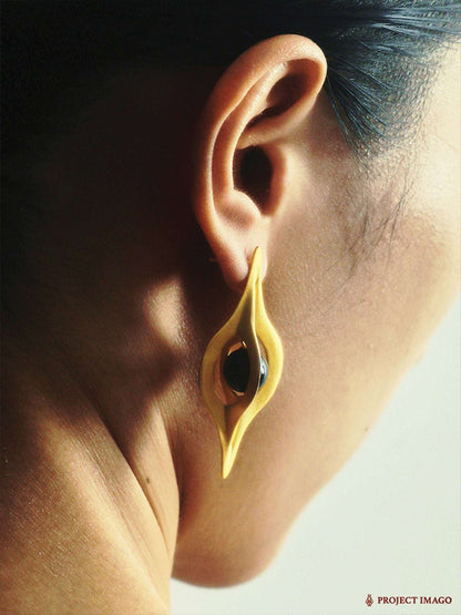 Oblivion Earrings in Onyx Gold
