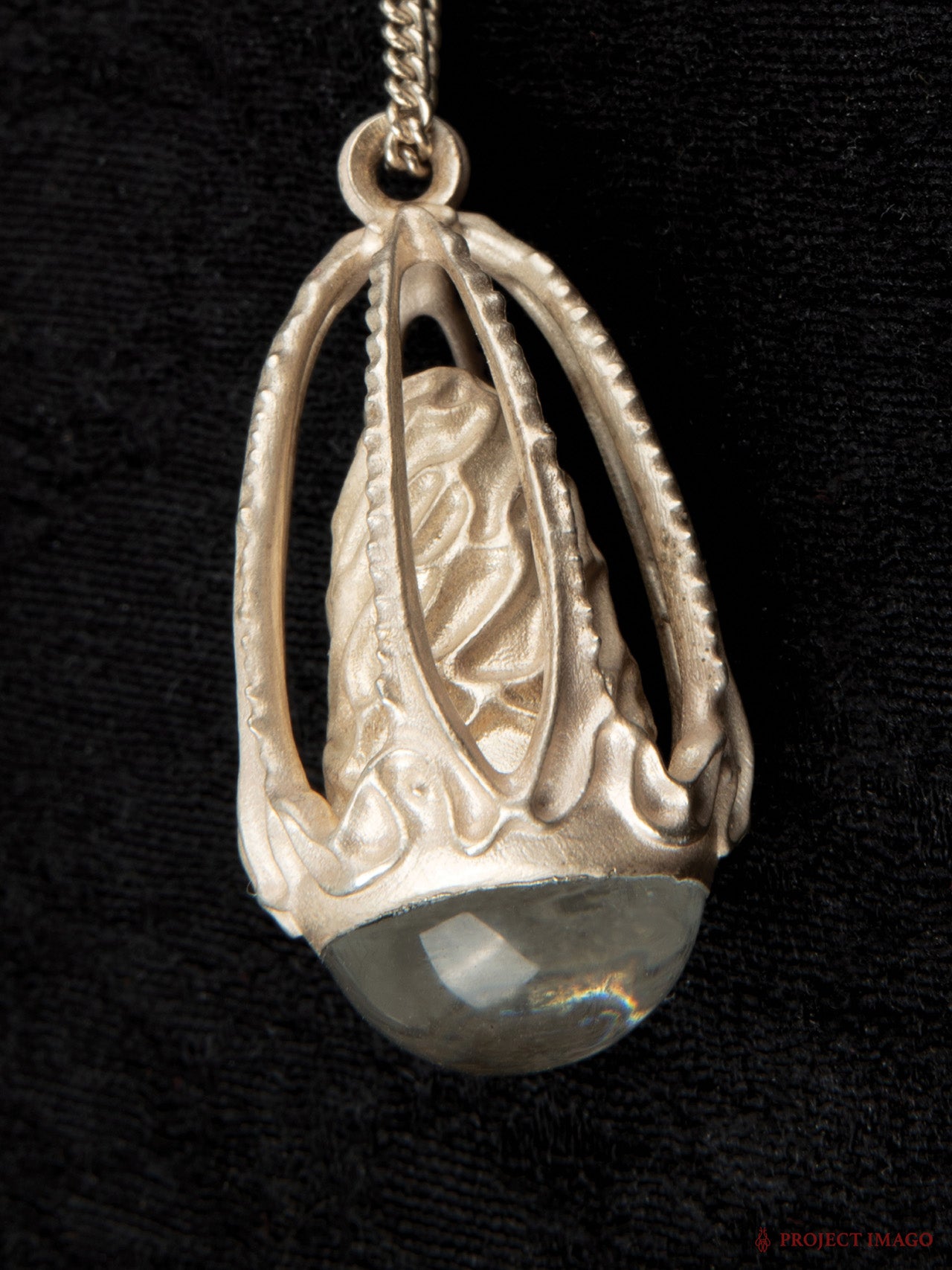 Mirror Jellyfish Pendant in Crystal or Black Onyx