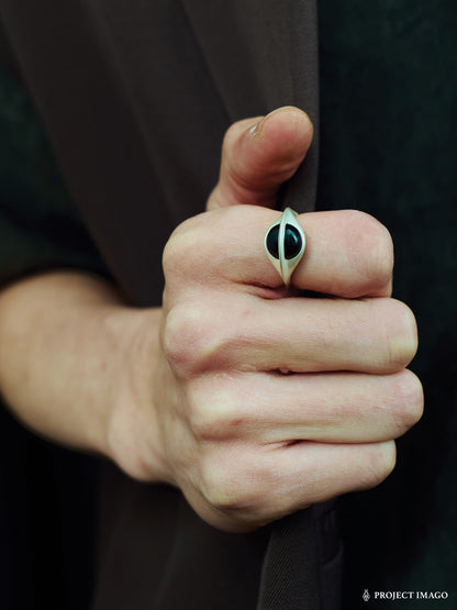 Black Hole Ring in Black Onyx/Crystal