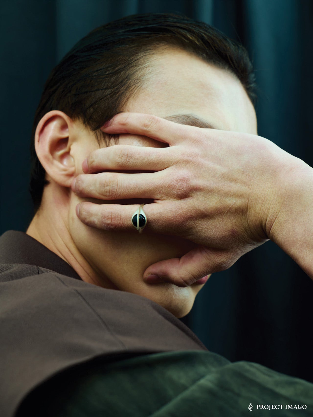 Black Hole Ring in Black Onyx/Crystal