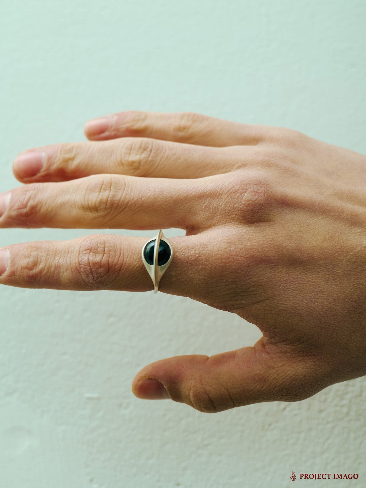 Black Hole Ring in Black Onyx/Crystal