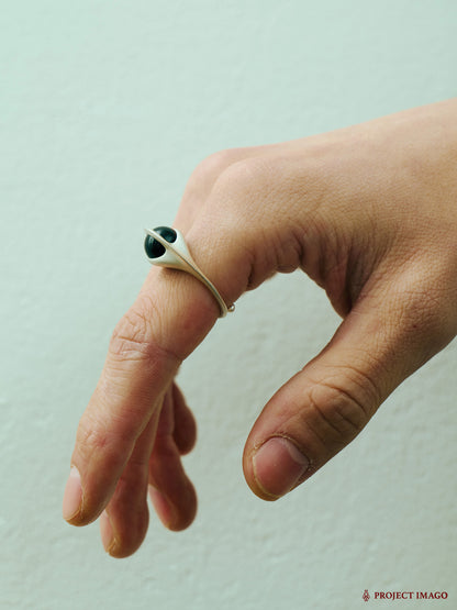 Black Hole Ring in Black Onyx/Crystal