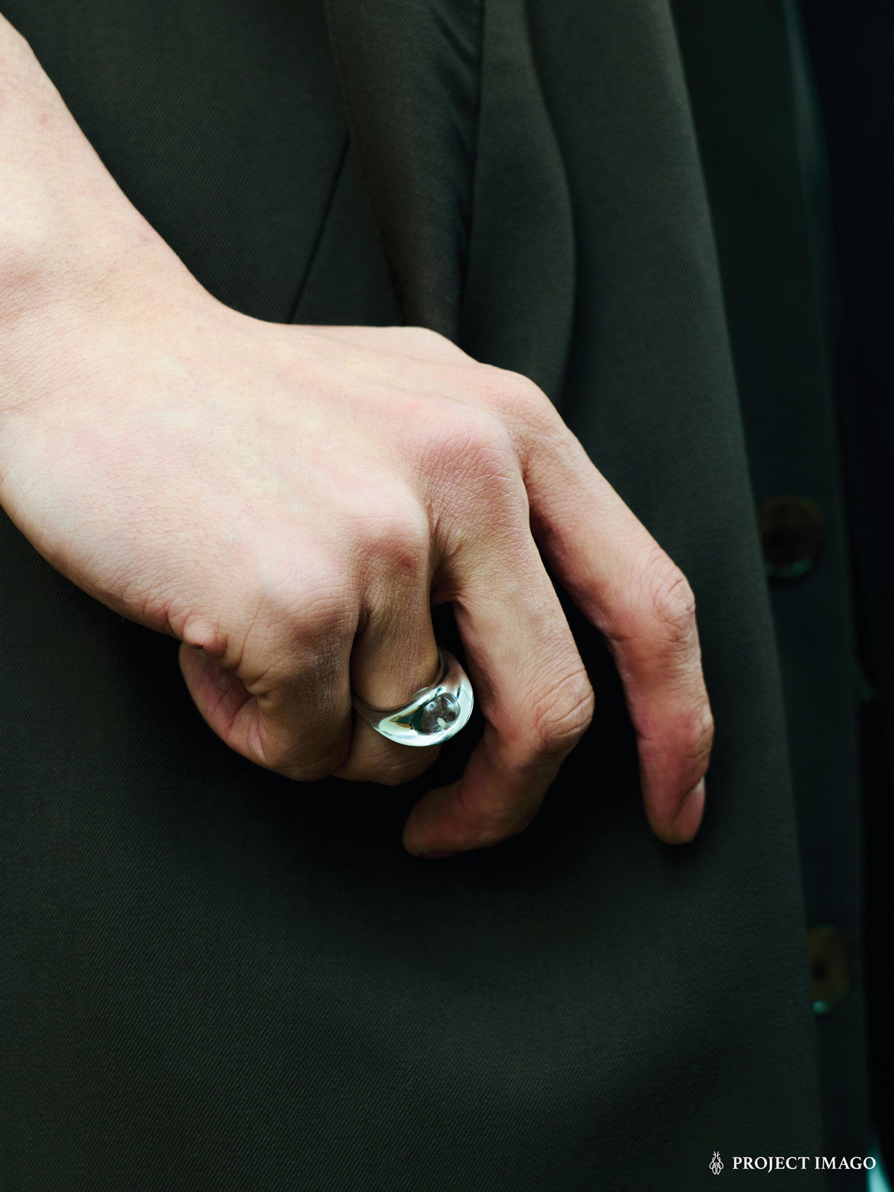 Black Hole Ring in Black Onyx/Crystal