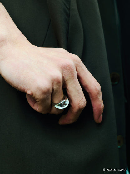 Black Hole Ring in Black Onyx/Crystal