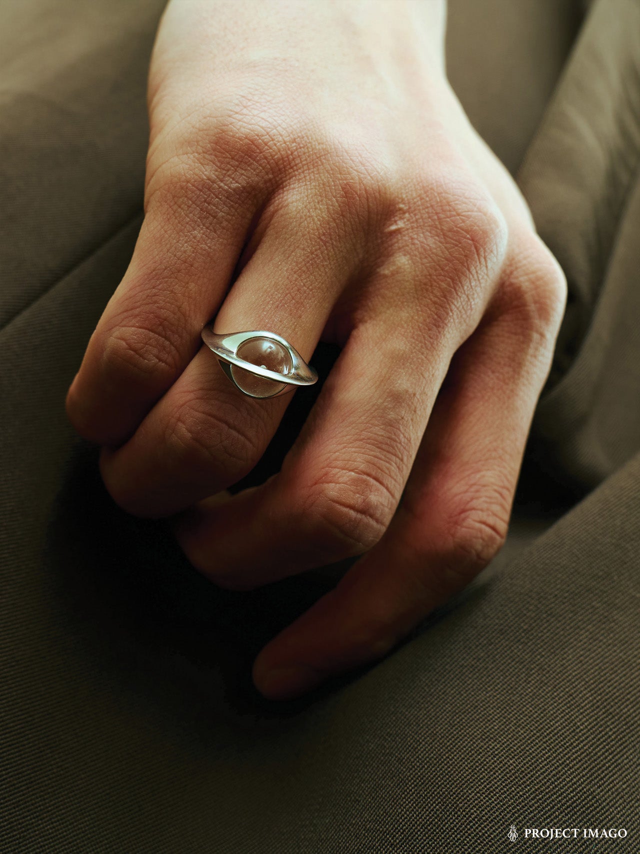 Black Hole Ring in Black Onyx/Crystal