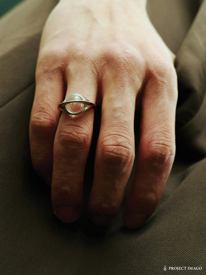 Black Hole Ring in Black Onyx/Crystal