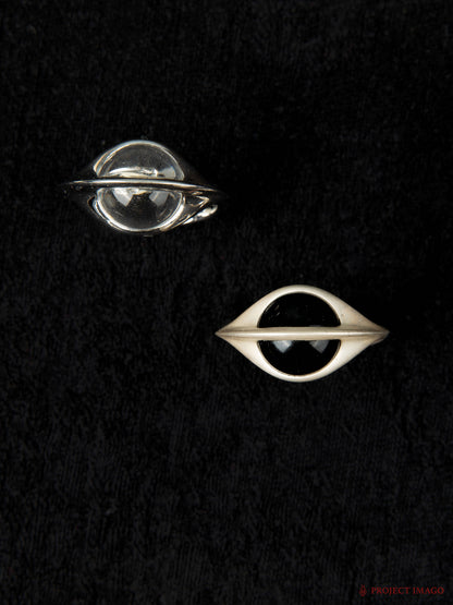 Black Hole Ring in Black Onyx/Crystal