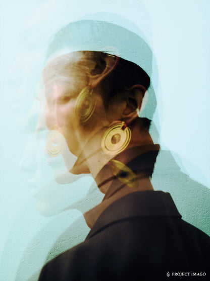 Saturn Earrings in Silver Obsidian or Tiger's Eye