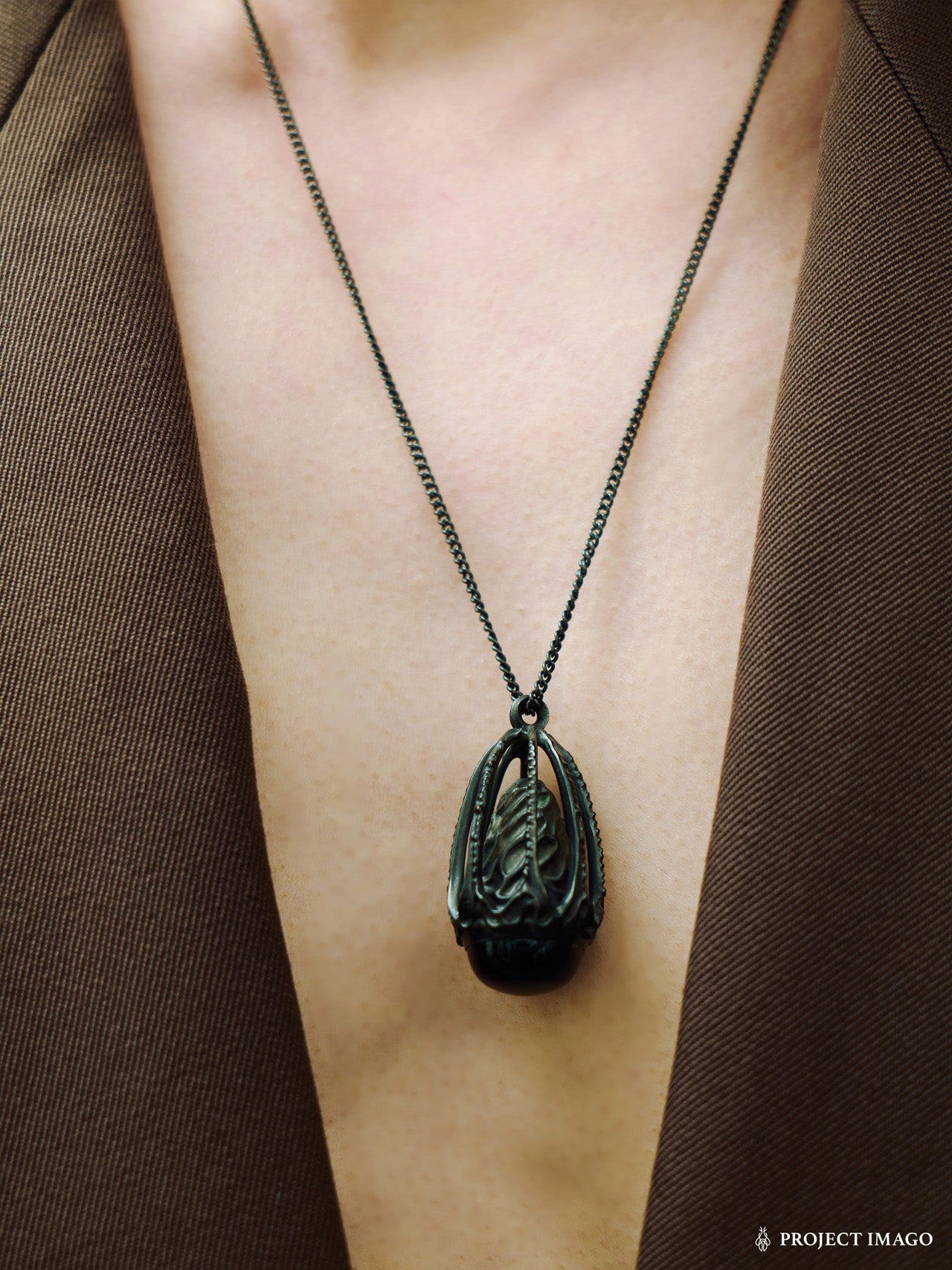 Mirror Jellyfish Pendant in Crystal or Black Onyx