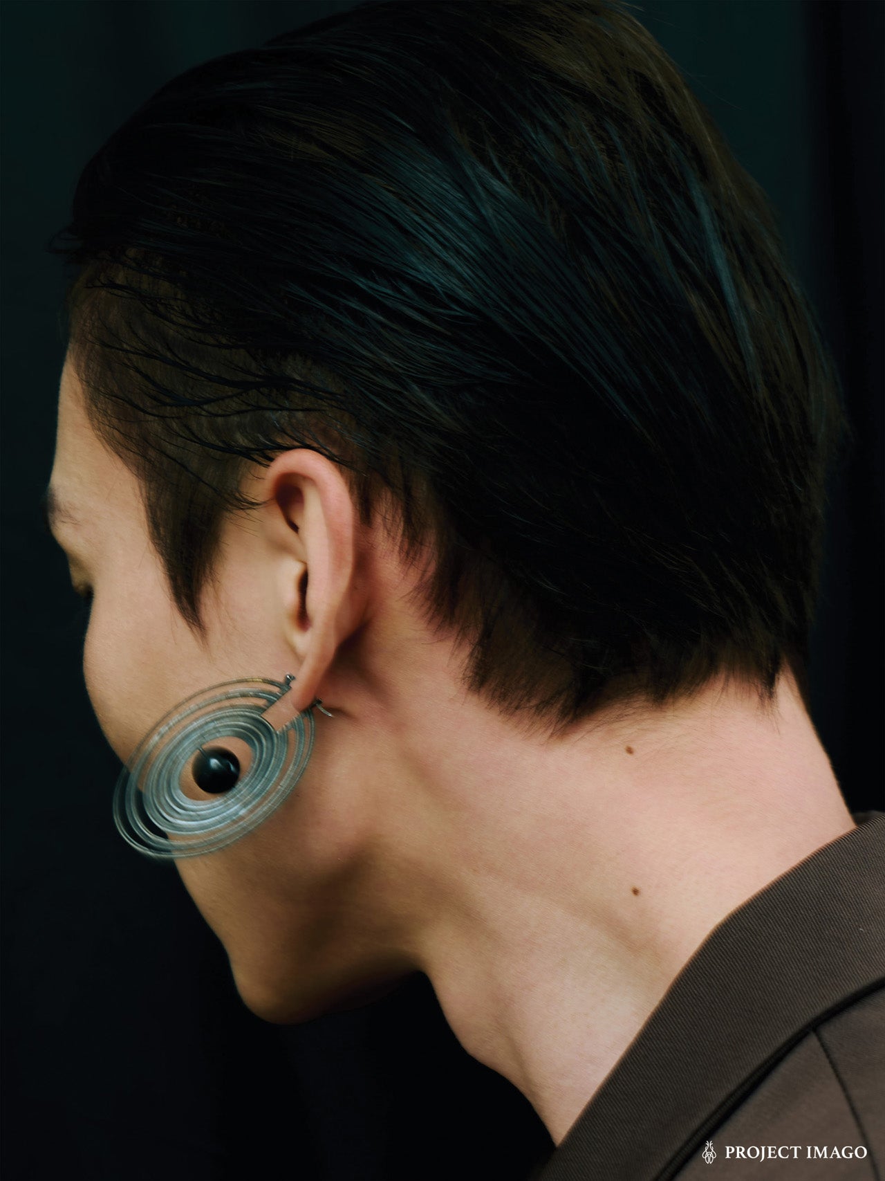 Saturn Earrings in Silver Obsidian or Tiger's Eye