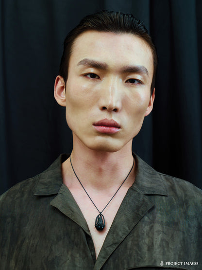 Mirror Jellyfish Pendant in Crystal or Black Onyx