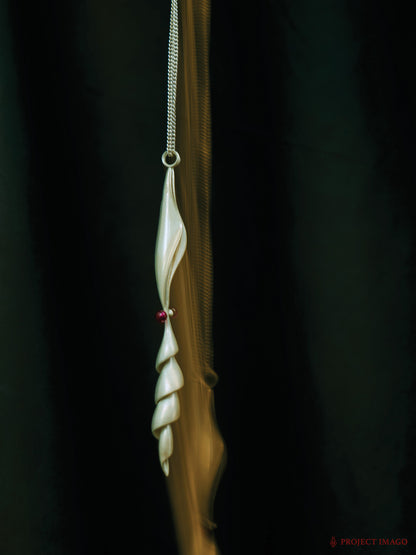 Albino Squid Pendant in Ruby