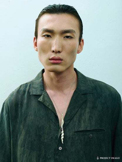 Albino Squid Pendant in Ruby